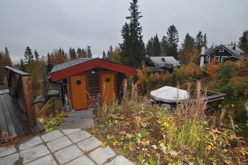 Bastuhuset och badtunnan går att hyra till / kväll