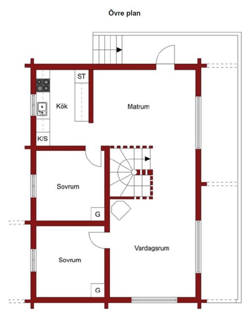 Planlösning övre plan