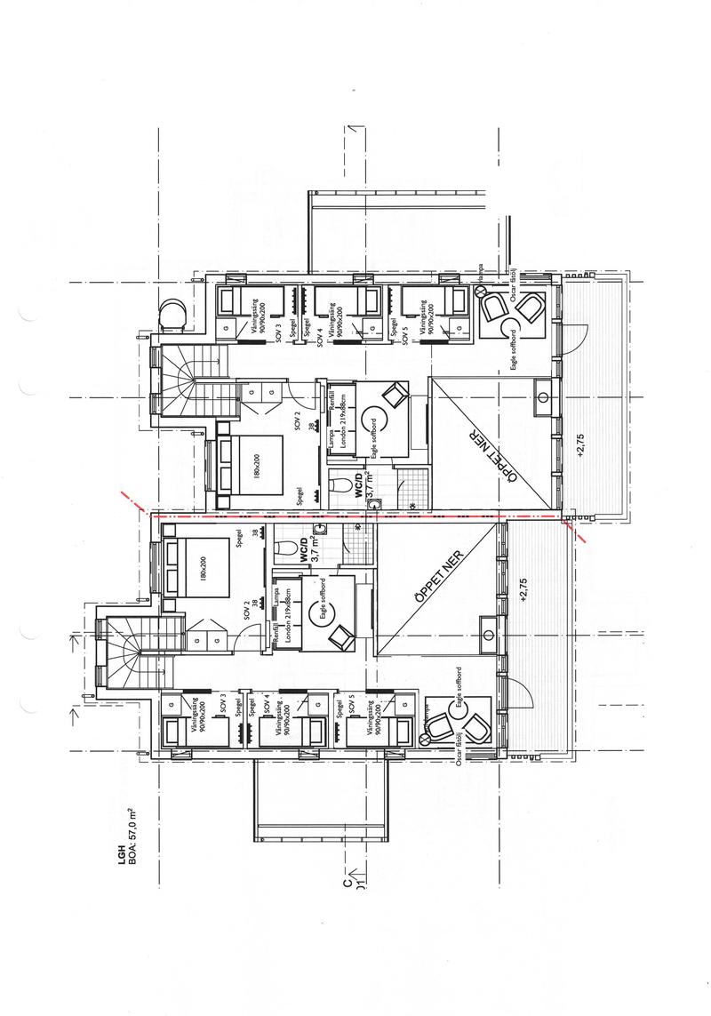 Planritning - undre bilden övervåning 5F